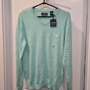 Chaps Light Green V-Neck Men's Sweater